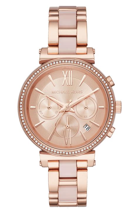 michael kors sofie pave rose gold tone and acetate watch|Amazon.com: Michael Kors Women's Sofie Chronograph Rose .